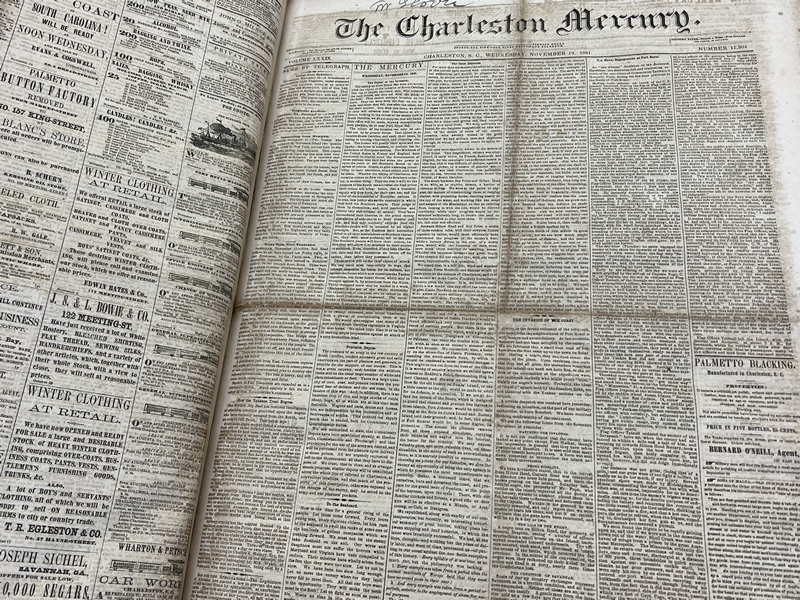 1861 issue of the Charleston Mercury