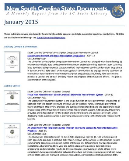 cover of january 2015 new state documents