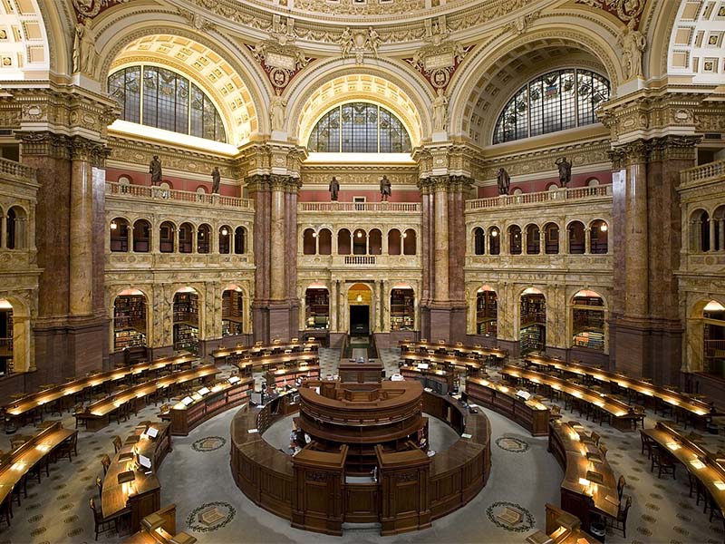 Library of Congress reading room. Image courtesy of he United States Library of Congress's Prints and Photographs division.