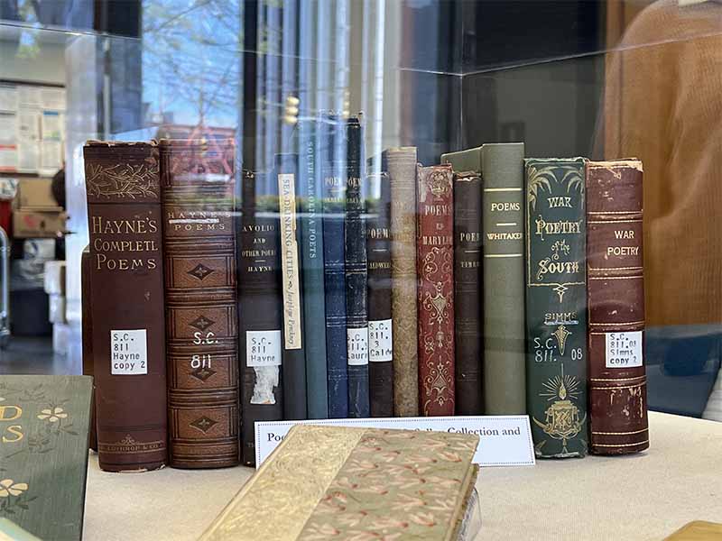 Display of poetry books from the State library A.S. Salley and rare Books Collections