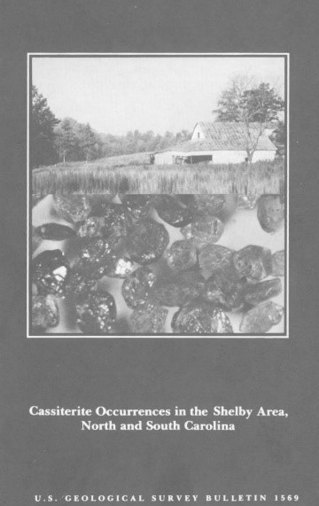 Cover of Cassiterite occurrences in the Shelby area, North and South Carolina