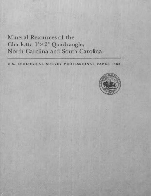 Cover of Mineral resources of the Charlotte 1° x 2° quadrangle, North Carolina and South Carolina