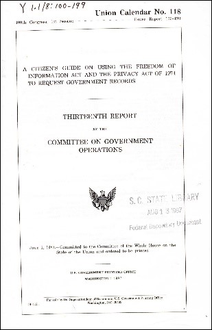 Cover of A Citizen's Guide on Using the Freedom of Information Act and the Privacy Act of 1974 to Request Government Records: Thirteenth Report