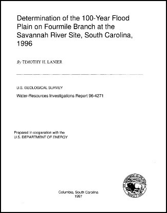Cover of Determination of the 100-year flood plain on Fourmile Branch at the Savannah River Site, South Carolina, 1996
