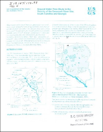 Cover of Ground-water flow study in the vicinity of the Savannah River Site, South Carolina and Georgia
