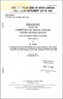 Cover of Catawba Indian Tribe of South Carolina Land Claims Settlement Act of 1993.