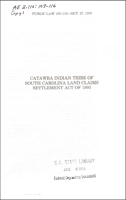 Cover of Catawba Indian Tribe of South Carolina Land Claims Settlement Act of 1993