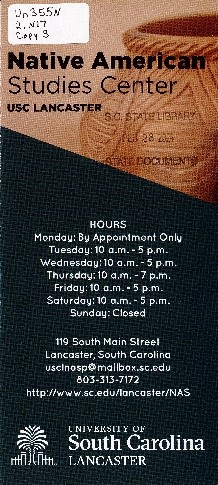 Cover of Native American Studies Center, USC Lancaster brochure.