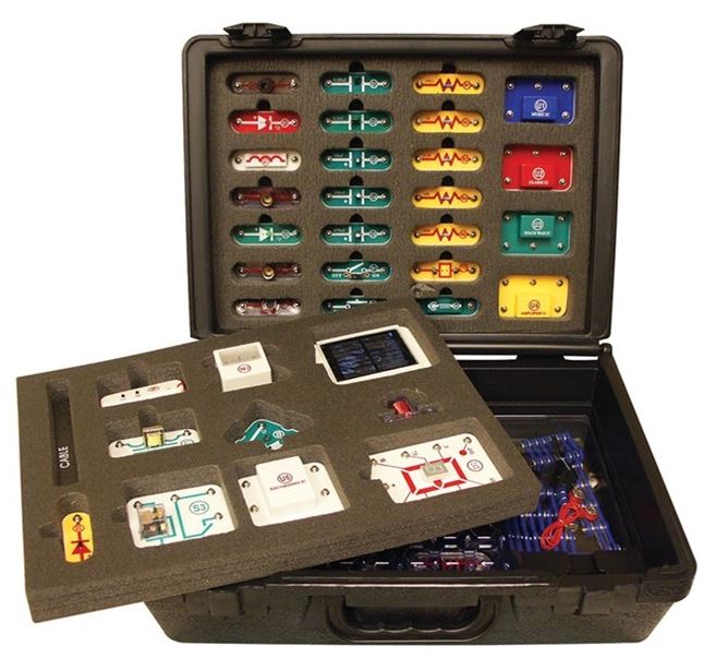 Circuitry kit in a carrying case.
