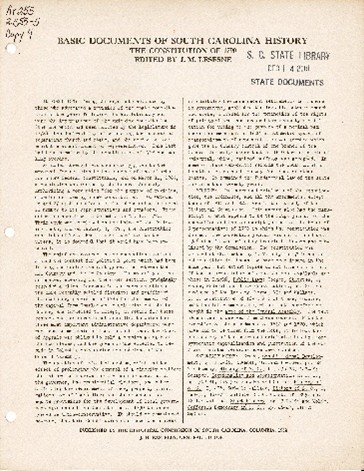 Image of Basic Documents of South Carolina History: The Constitution of 1790.