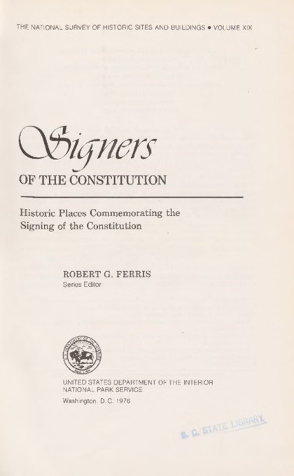 Cover of Signers of the Constitution: Historic Places Commemorating the Signing of the Constitution.