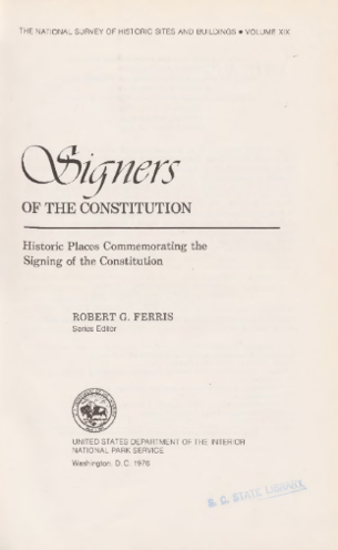 Cover of Signers of the Constitution: Historic Places Commemorating the Signing of the Constitution.