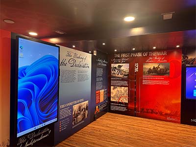 Interior of the Freedom Truck with historic displays.