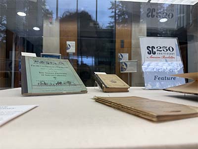 Items in the display case.