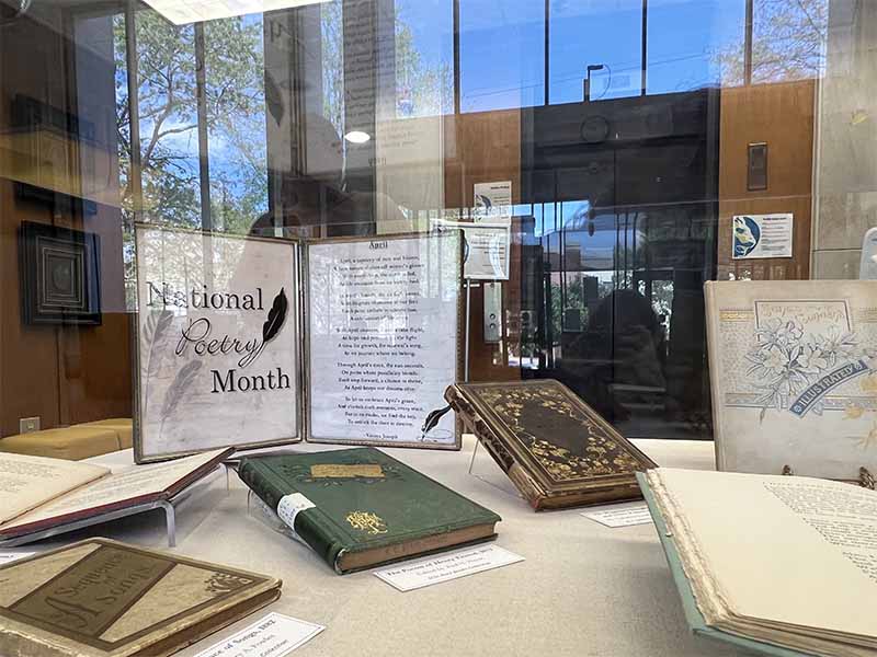 The poetry selections displayed in this case are from the State Library’s A.S. Salley and Rare Book Collections.