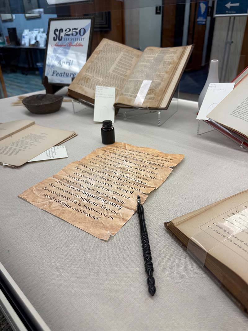 Items in the display case.