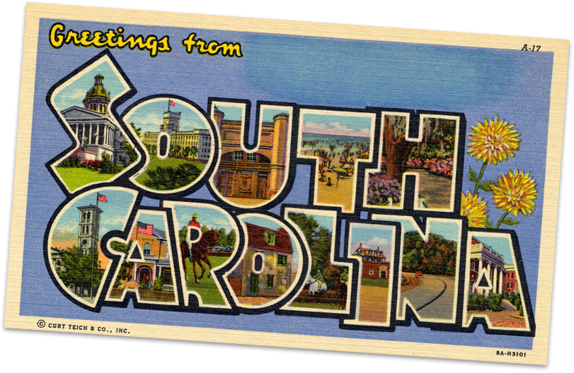 Old postcard Greetings from South Carolina.