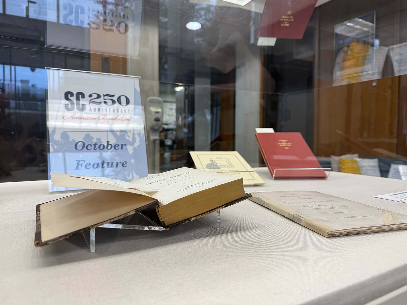 Items in the lobby display case.