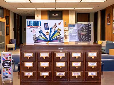 The State Library's card catalog kiosk in our lobby.