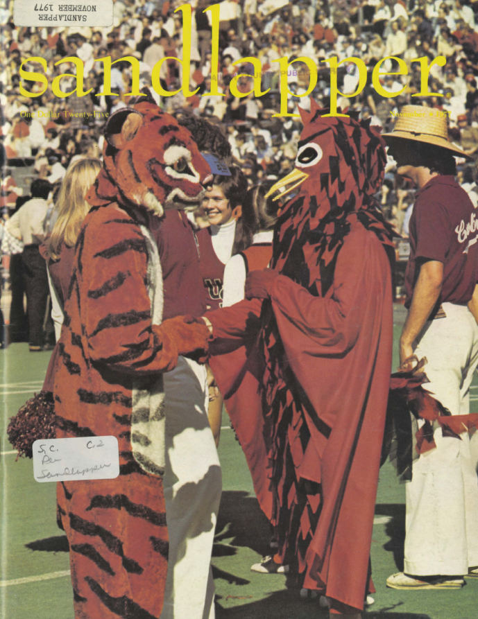 Cover of Sandlapper featuring the Clemson Tiger and the USC Gamecock.