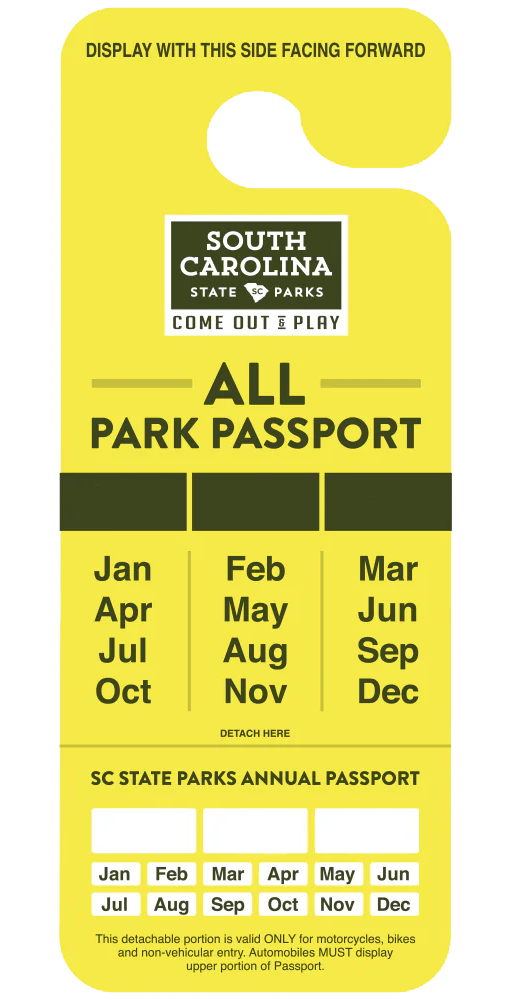Graphic of the South Carolina Park Pass hang tag.