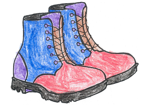 Pair of boots colored in.