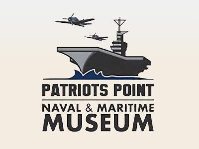 Patriots Point Naval Maritime Museum logo with aircraft carrier and planes flying, the title text is below.