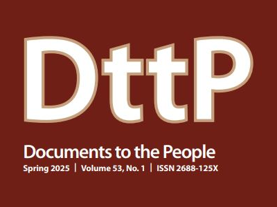 DttP, Documents to the People logo for Spring 2025, Volume 53, No. 1