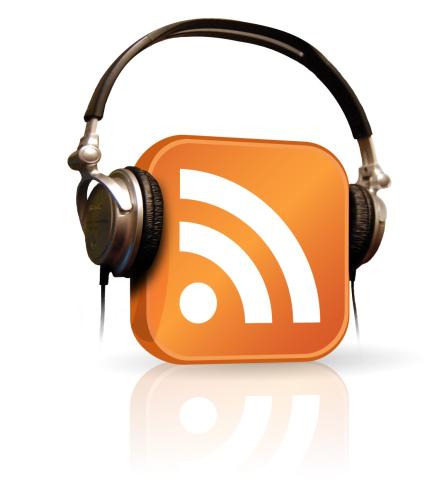 RSS feed icon with headphones