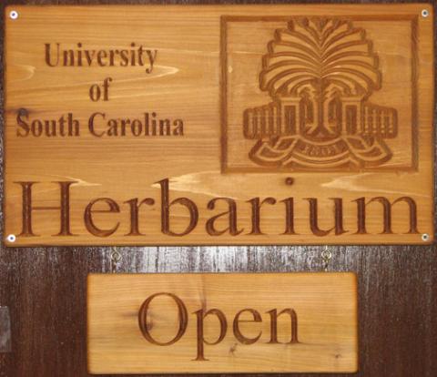 USC herbarium open sign