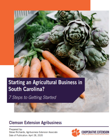 cover of Starting an agricultural business in South Carolina?: 7 steps to getting started featuring carrots and artichokes