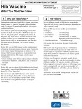 HIB Vaccine handout