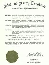 Certified Public Manager Month Proclamation