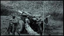 A black and white photo shows the Werenth 11 fighting durimg World War Two. 