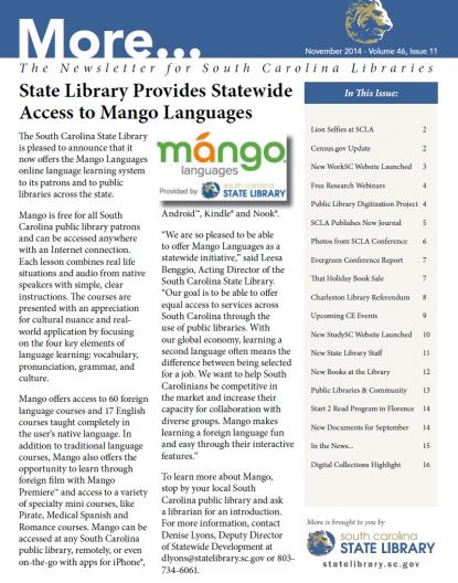 November 2014 newsletter cover