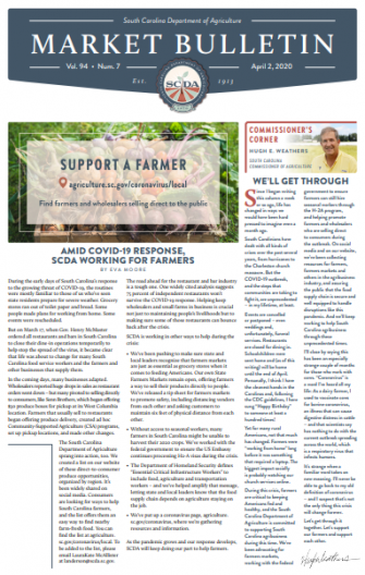 South Carolina Department of Agriculture’s Market Bulletin for April 2020